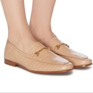 Sam Edelman Loraine Tan Croc Embossed Loafers